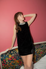Anita is Vintage 60s Black Velvet Mini Dress