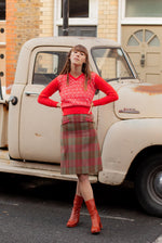 Anita is Vintage 60s Red & Green Check Midi Skirt
