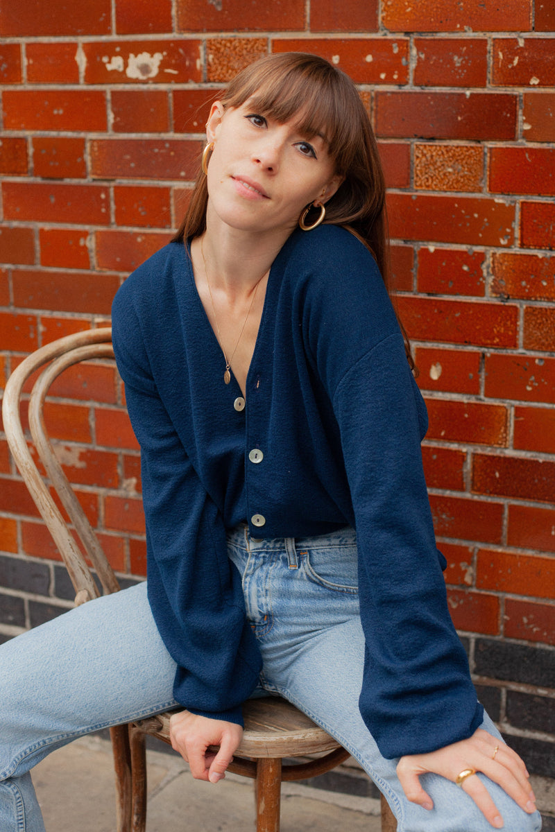 Anita is Vintage 60s Navy Blue Cardigan