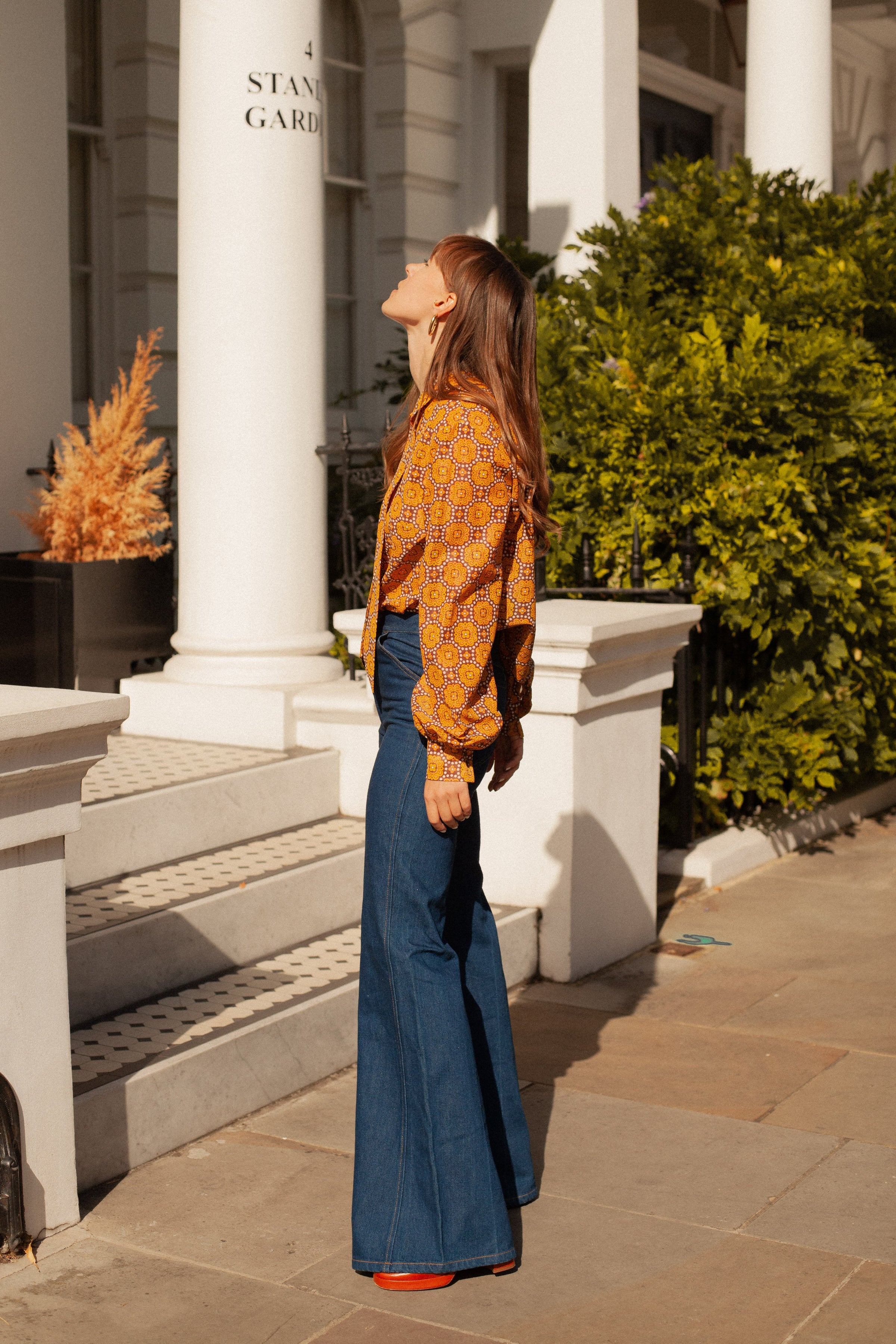 Psychedelic Tall Orange Floral Flared Trousers