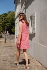Anita is Vintage 60s Pink Psychedelic Floral Mini Dress back