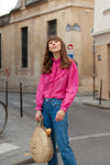 Anita is Vintage 70s Power Pink Ruffle Long Sleeve Blouse