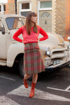 Anita is Vintage 60s Red & Green Check Midi Skirt