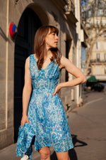 Anita is Vintage 60s Turquoise Floral Sleeveless Mini Dress & Matching Blouse