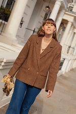 Anita is Vintage 70s Brown Herringbone Wool Blazer