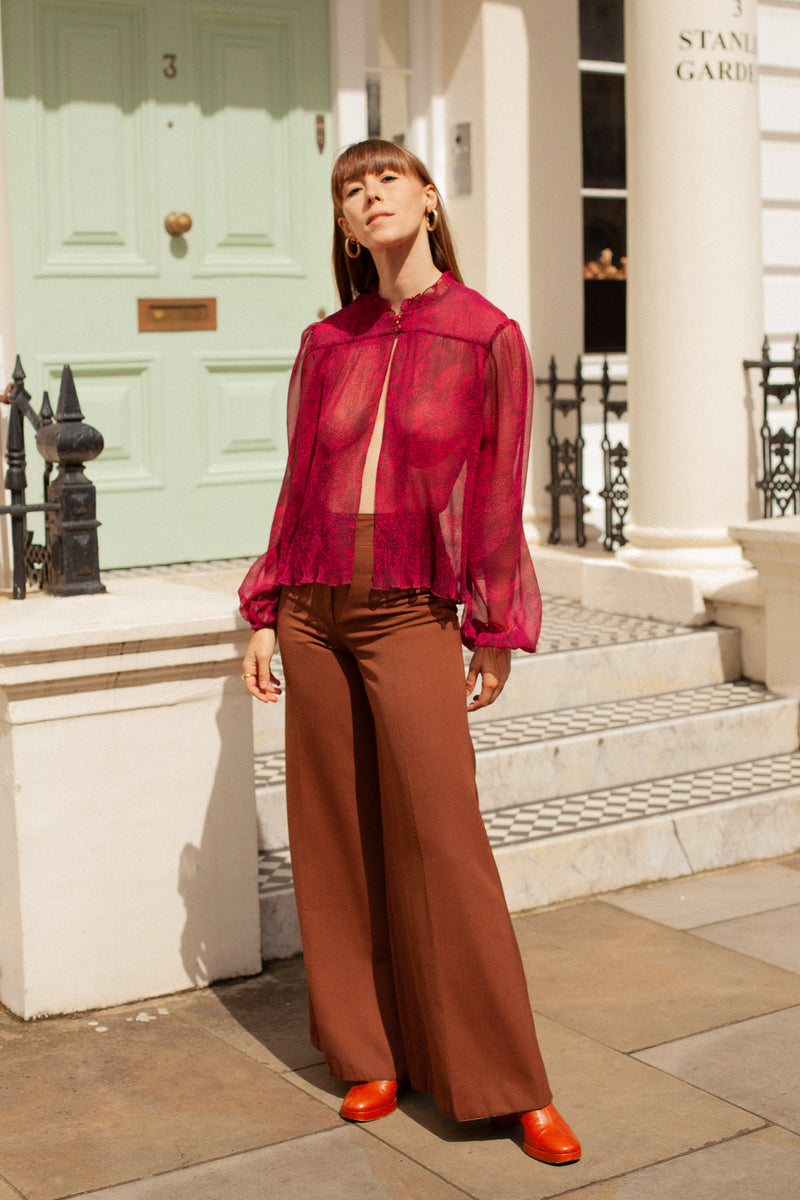 Anita is Vintage 70s Brown High Waisted Flares