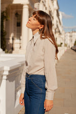 Anita is Vintage 70s Cream & Brown Spot Shirt