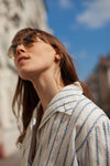 Anita is Vintage 70s Cream Mini Floral Jacket with Pointed Collar