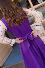 Anita is Vintage 70s Cream & Purple Prairie Maxi Dress