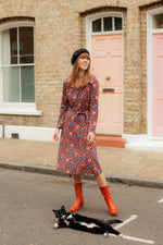 Anita is Vintage 70s Floral Print Long Sleeve Midi Dress