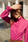 Anita is Vintage 70s Fuchsia Pink Ruffle Blouse