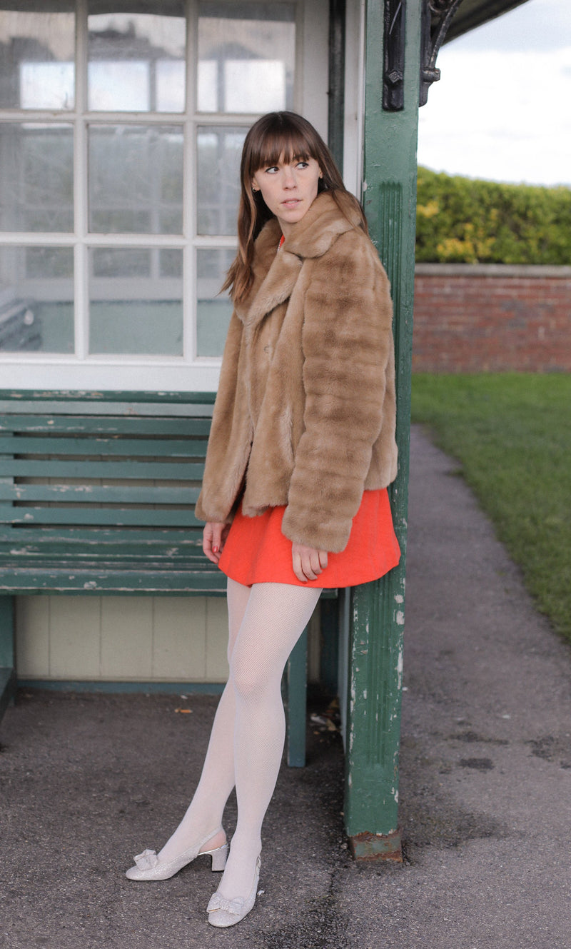 Anita is Vintage 70s Light Brown Faux Fur Coat