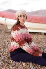 Anita is Vintage 70s Pink Cream & Brown Chevron Stripe Knit