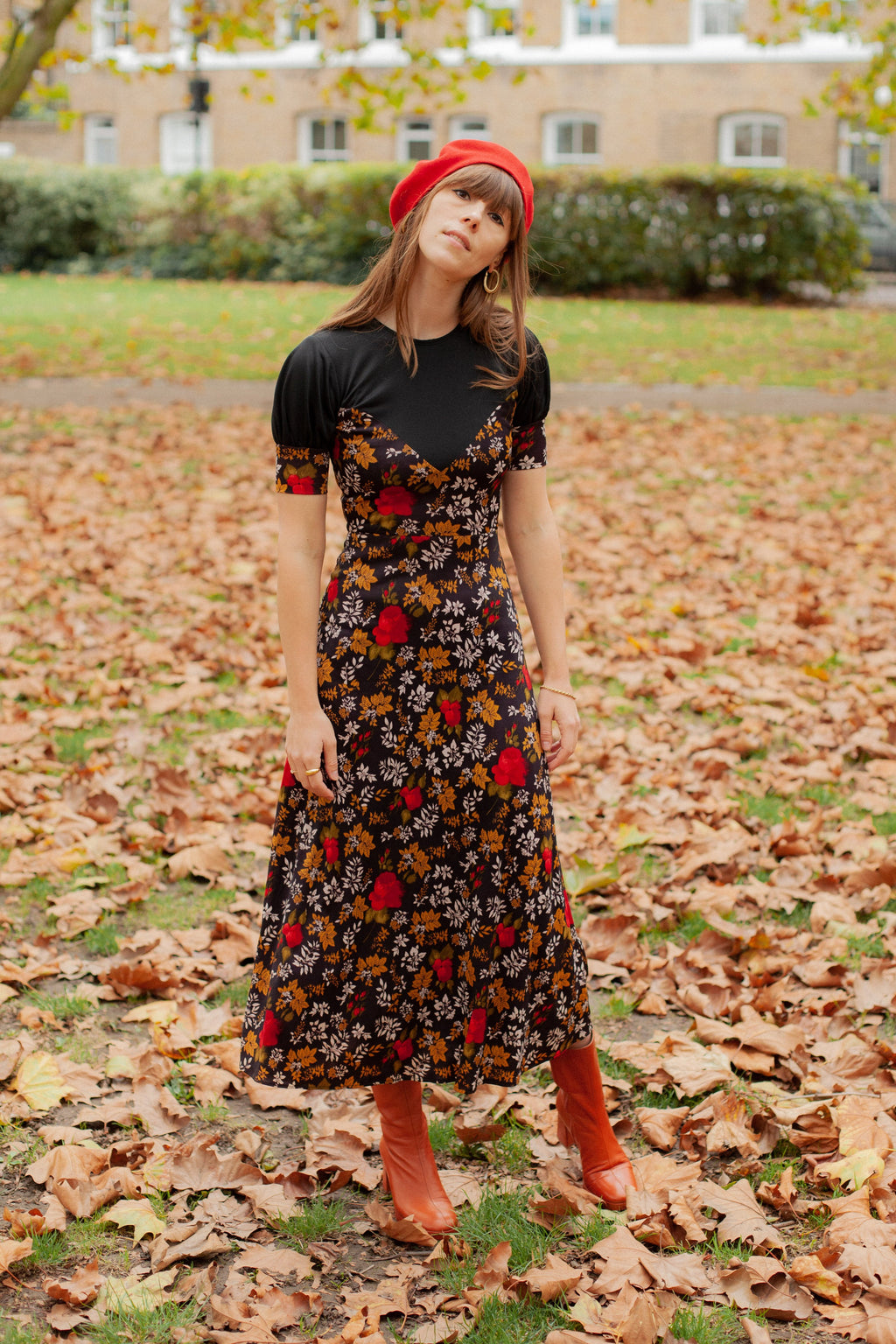 Anita is Vintage 70s Polly Peck Floral Maxi Dress