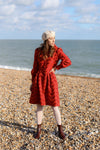 Anita is Vintage 70s Red Jacquard Mini Dress