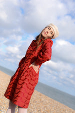 Anita is Vintage 70s Red Jacquard Mini Dress