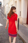 Anita is Vintage 70s Red Knitted Short Sleeve Mini Dress back