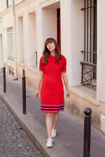 Anita is Vintage 70s Red Knitted Short Sleeve Mini Dress