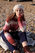 Anita is Vintage 70s Pink Cream & Brown Chevron Stripe Knit
