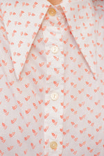 Anita is Vintage 70s White & Pink Floral Shirt Dagger Collar