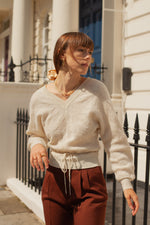 Anita is Vintage 80s Cream V Neck Textured Knit