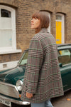 Anita is Vintage 80s Grey Check Oversized Coat