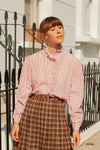Anita is Vintage 80s Pink Check Ruffle Blouse