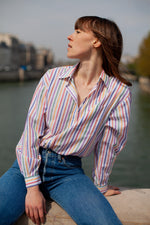 Anita is Vintage 80s Rainbow Stripe Long Sleeve Shirt