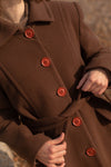 Anita is Vintage 60s Brown Cashmere Wool Maxi Coat