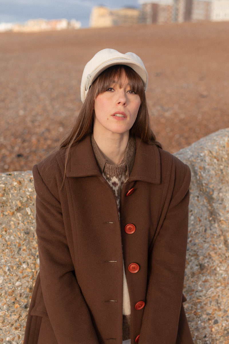 Anita is Vintage 60s Brown Cashmere Wool Maxi Coat