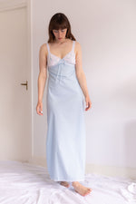 Anita is Vintage 60s Baby Blue Embroidered Slip Dress