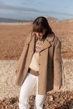 Anita is Vintage 60s Cream & Brown Mohair Wool Coat