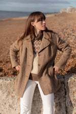 Anita is Vintage 60s Cream & Brown Mohair Wool Coat