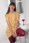 Anita is Vintage 60s Gold Floral Mini Dress