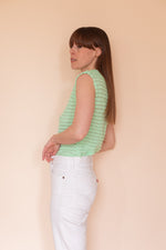 Anita is Vintage 60s Green Ruffle Knitted Vest Top