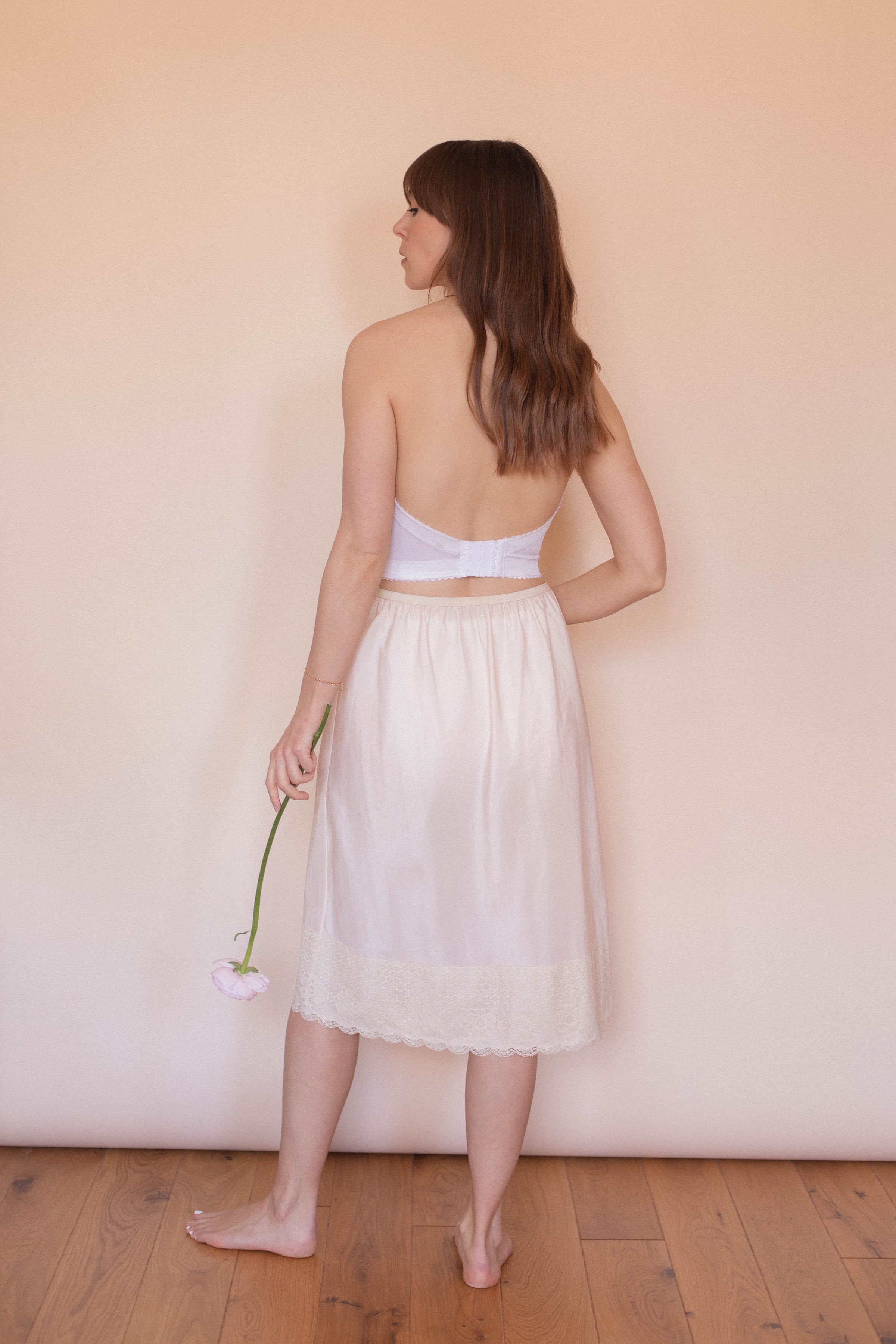 Annita Mini Dress - Scalloped Trim Strapless Dress in White