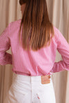 Anita is Vintage 60s Pink & White Stripe Blouse