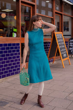 Anita is Vintage 60s Turquoise Knitted Mini Dress