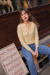 Anita is Vintage 60s Pastel Yellow Pointelle Cardigan