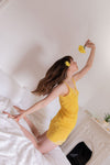 Anita is Vintage 60s Yellow Slip Dress with Lace