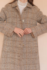 Anita is Vintage 70s Aquascutum Brown & Cream Wool Coat