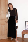 Anita is Vintage 70s Black Velvet Maxi Skirt