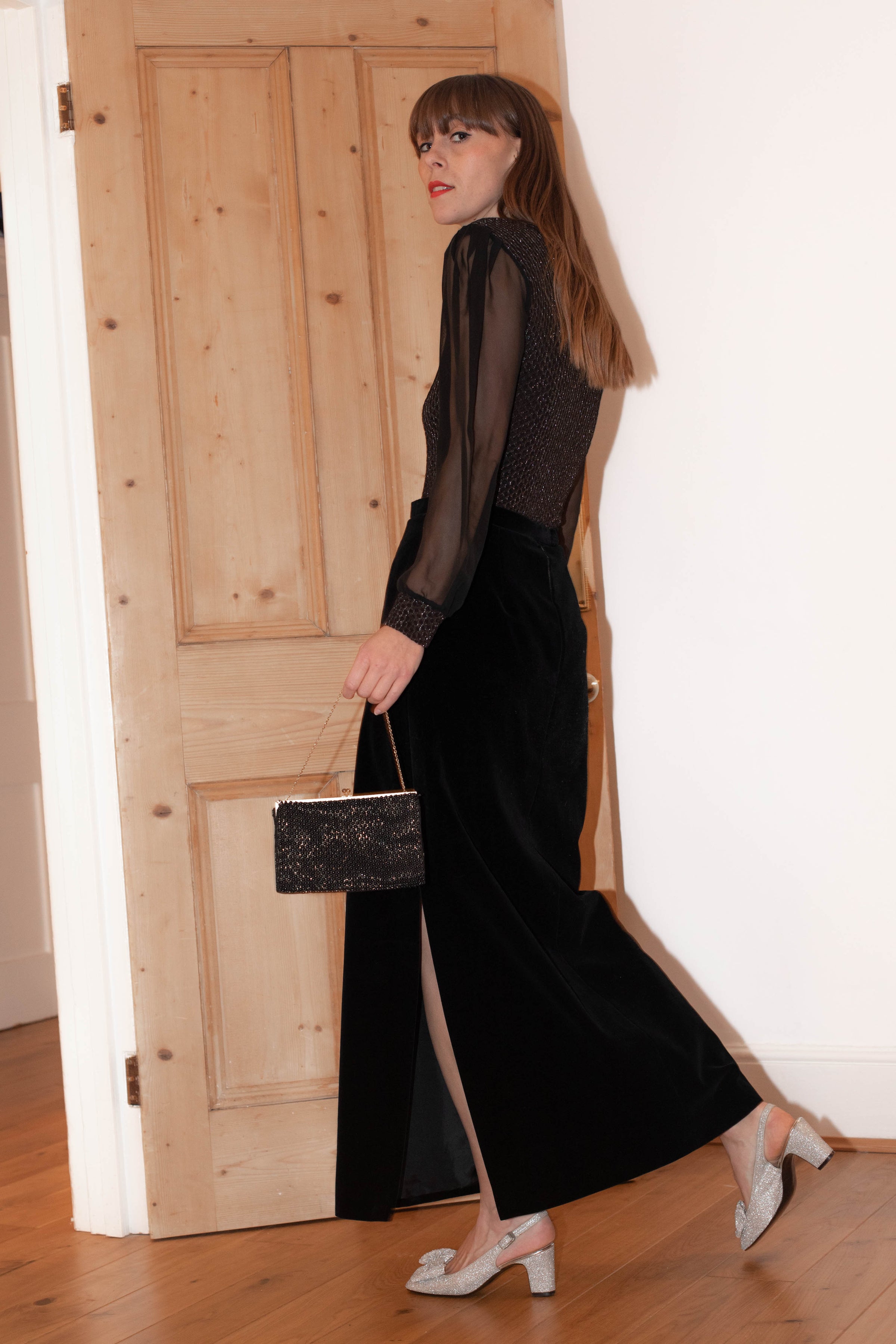 Whistles black sales velvet skirt