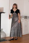 Anita is Vintage 70s Black Velvet & Silver Maxi Dress