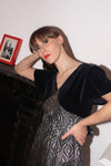 Anita is Vintage 70s Black Velvet & Silver Maxi Dress