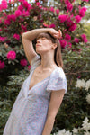 Anita is Vintage 70s Blue Ditsy Floral Maxi Dress