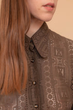 Anita is Vintage 70s Brown Lace Shirt