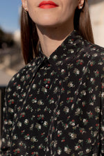 Anita is Vintage 70s Cacharel Black Floral Shirt