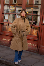 Anita is Vintage 70s Camel Brown Reversible Trench Coat