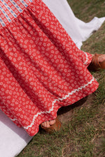 Anita is Vintage 70s Countdown Red Floral Maxi Dress